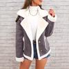 Winter Women's Fashion Lapel Plush Jacket Warm Casual Coat