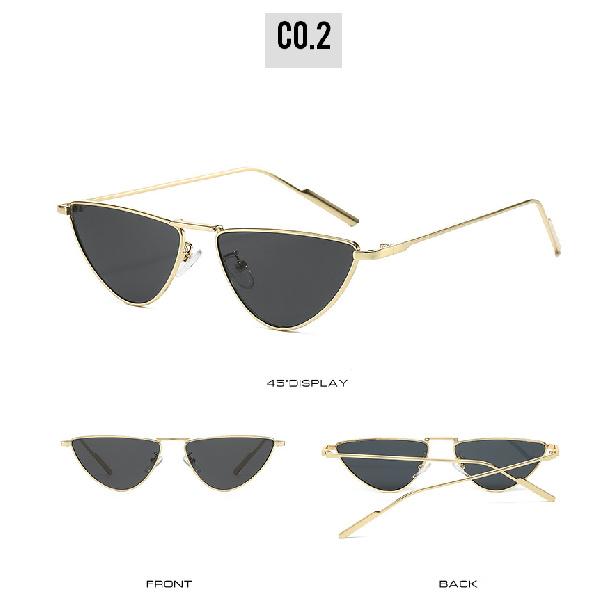 Metal-framed cat-eye sunglasses with light-colored lenses, for men and women