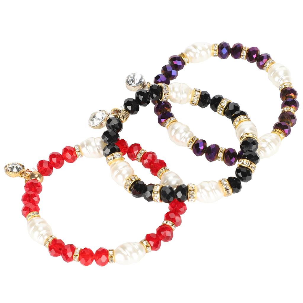 3pcs Elegant Crystal Bracelet Hand Made Stackable Jewelry Gift for Women Girl Friends