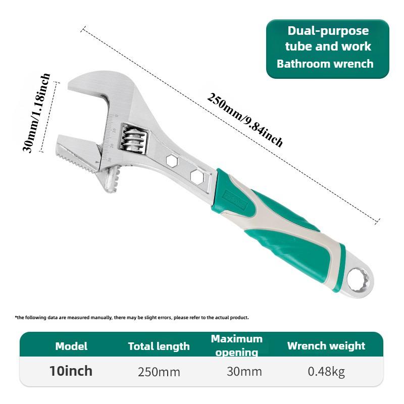 8/10/12 Inches Multifunctional Wrench with Anti Slip Handle High-carbon Steel Large Opening Adjustable Ratchet Wrench Hand Tools