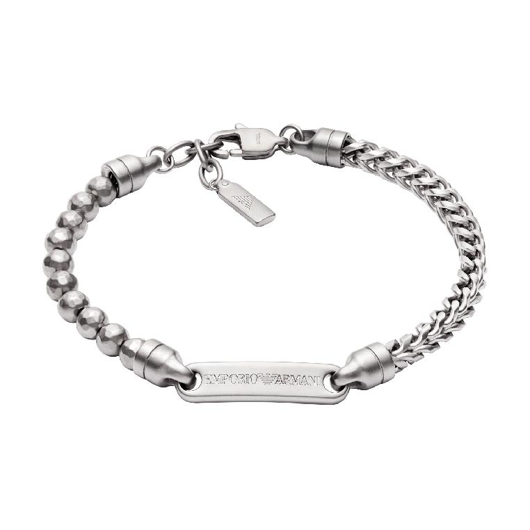 Emporio Armani Original Design Stainless Steel Bracelet Men Bracelets Silver EGS3181040 F,Silver