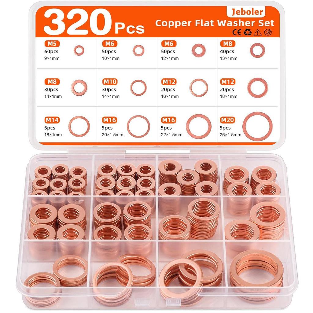 Copper Marine Sealing Washers - M5 Flat (50-400 pcs)