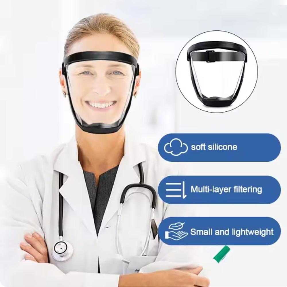 Anti Fog Protect Dust and Splash Mask Full-Face Transparent Protection Mask with Adjustable Buckle Reusable and Heat Resistance