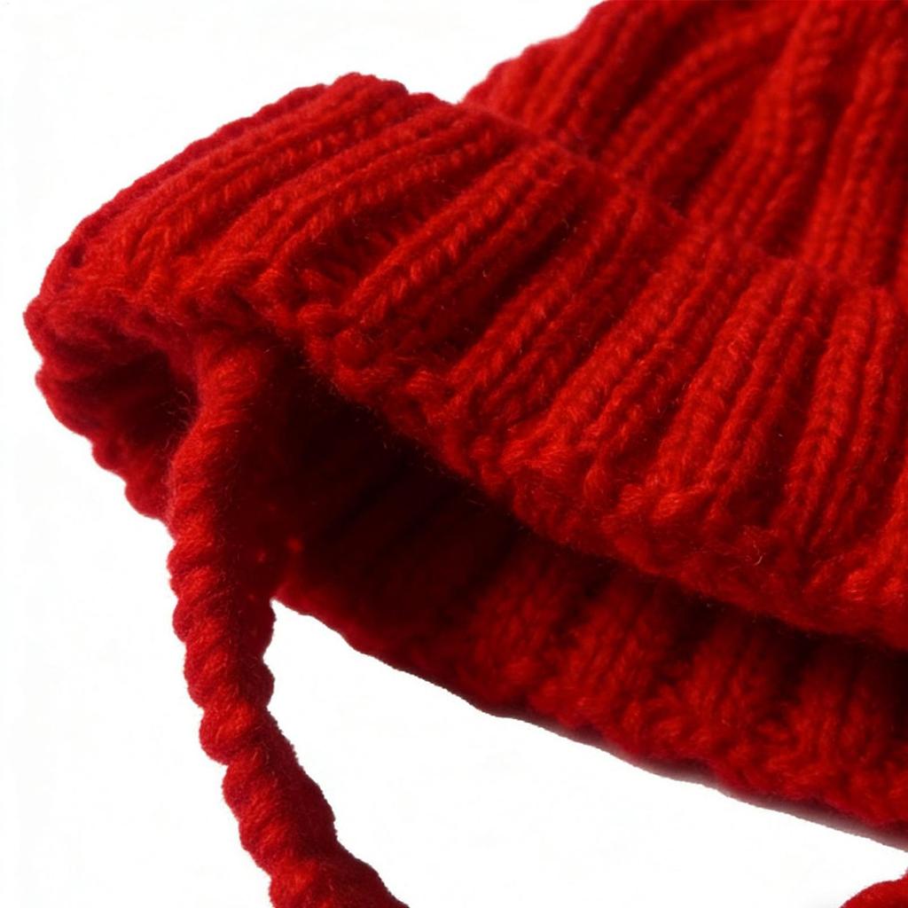 Pet Knitted Hat Red Warm Dog Beanie with Ear Holes Festive Winter Warm Pet Headwear Knitted Hat for Small Medium Dogs