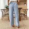 Women's Fashionable Striped High Waisted Pocket Home Versatile Casual Pants