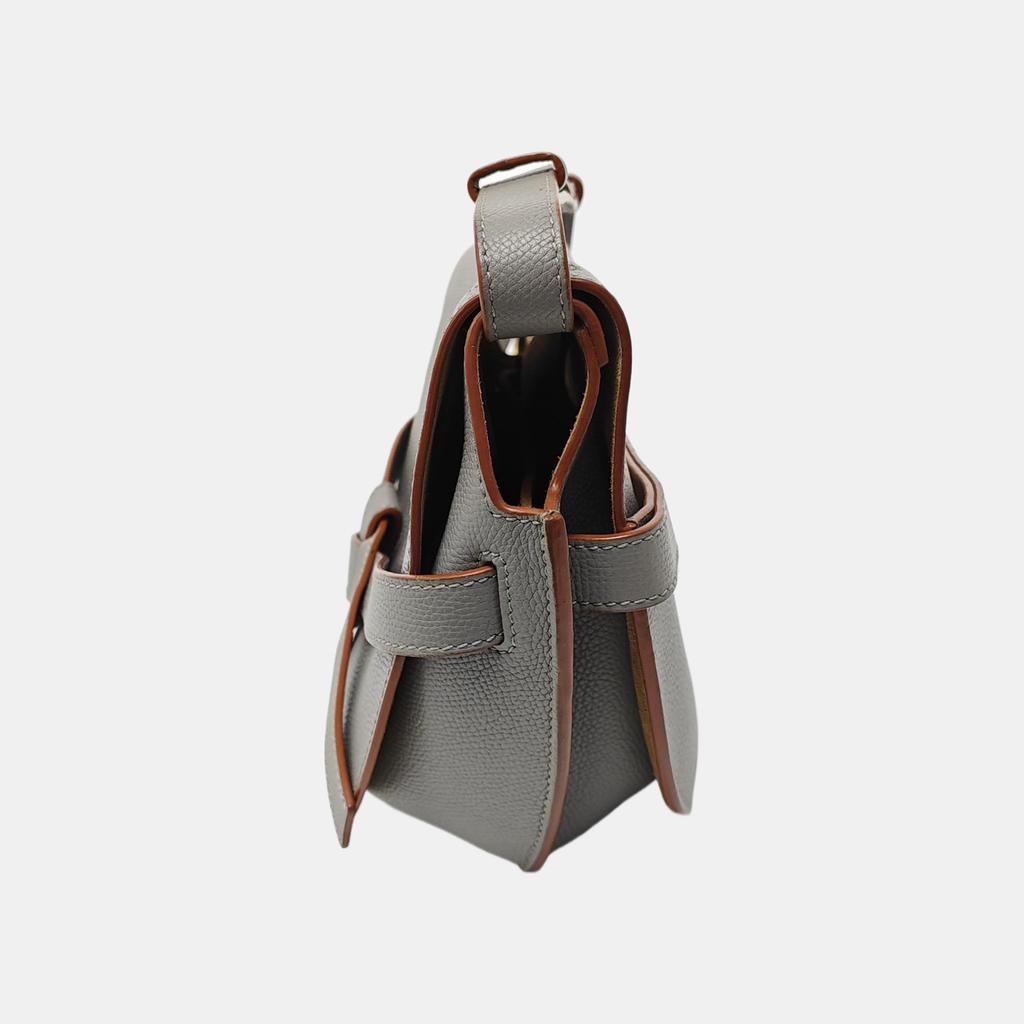 [Pre-Owned] Gate Small Gray Leather Shoulder Bag - Very Good #1XJKNAC