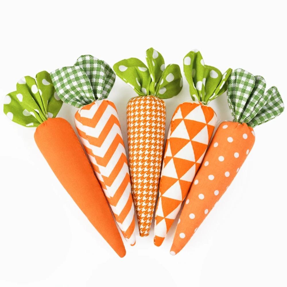 Soft Fabric Easter Carrot Ornaments Handmade Fabric Carrot Decorations  Kids Birthday 5Pcs