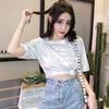 Ladies T-shirt Reflective Summer Short Sleeve Personality Tops Women Loose Shiny T Shirt EMA