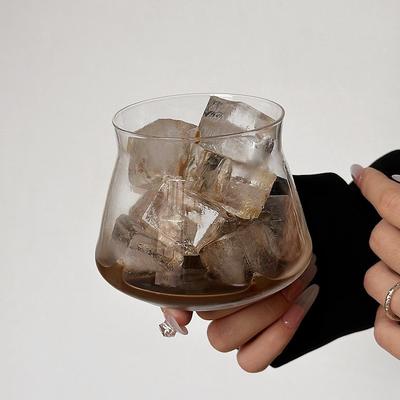 Vintage Coffee Shop Transparent Glass Latte Cup Flip Cold Brew Cup Ice American Coffee Cup Drink Cup Cold Drink Cup