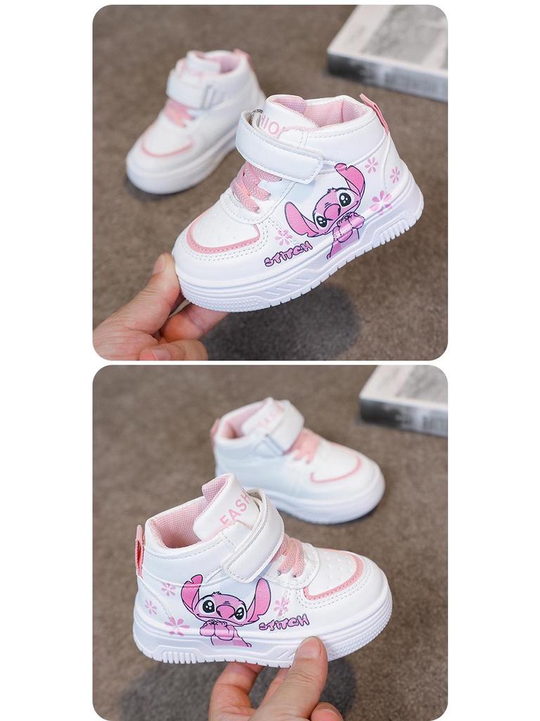 Atmungsaktive High-Top Cartoon-Skateschuhe für Kleinkinder und Mädchen, Leichte und lässige weiße Sneaker
