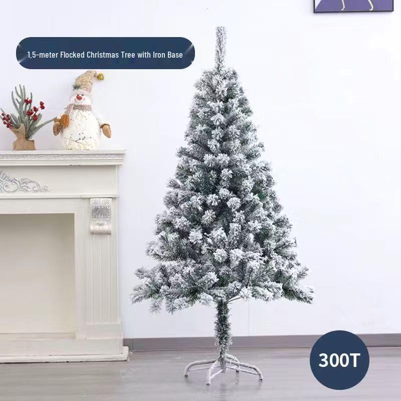 Luxury Flocked Christmas Tree Package: 1.2/1.5/1.8/2.1 Meters - Dense Snowfall Decoration