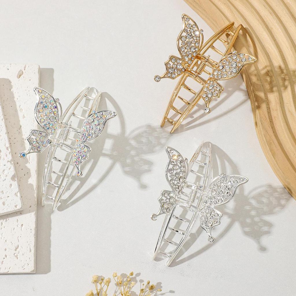 Luxurious Sparkling Diamond Butterfly Hair Clip – Stylish Alloy Claw for Hair Bun