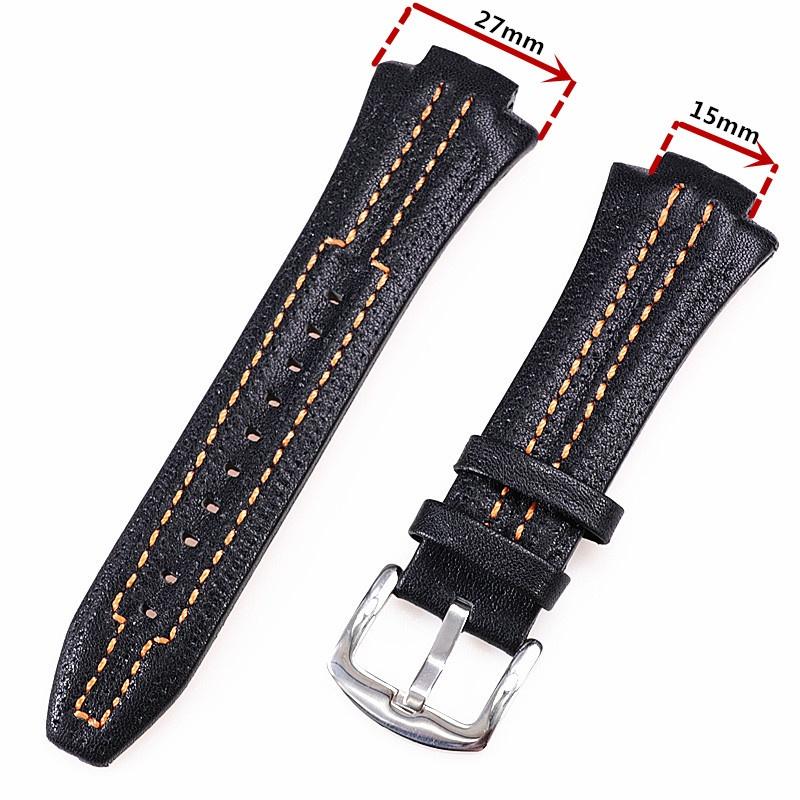 27mmx15Convex mouth For Seiko Sportura SNL029P2-SNL021P1 SNL595P2 SNL017P1 Leather Watch Strap Men's Watchband Bracelet Belt