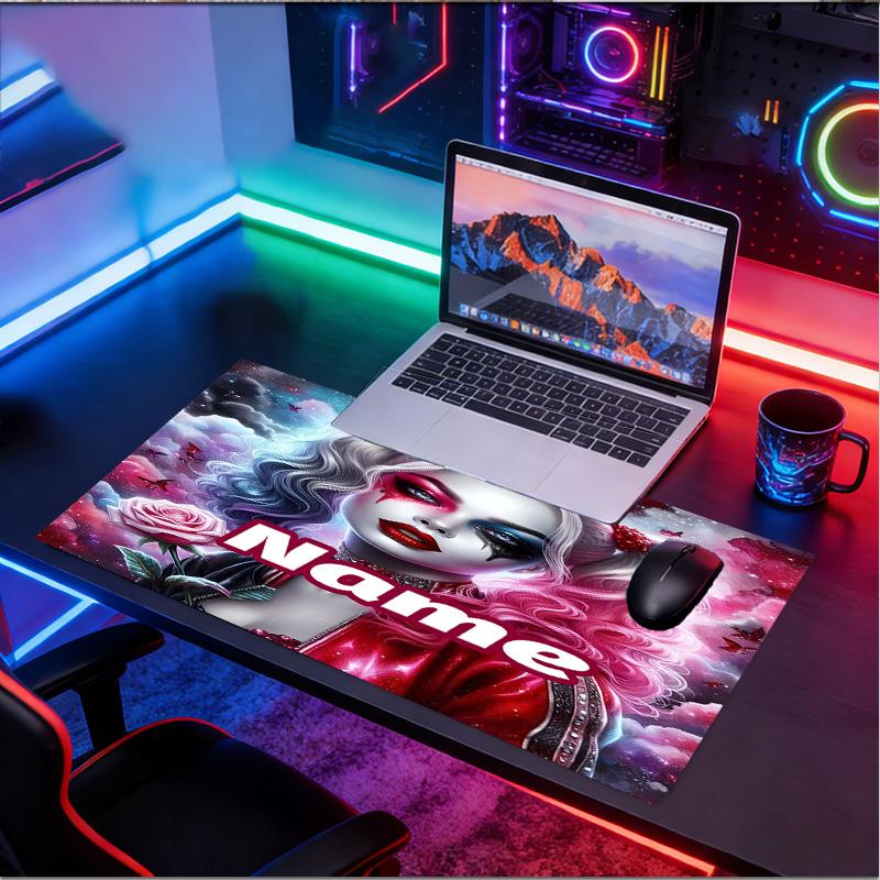 Custom Name Personalized Superhero Pattern Mousepad, Laptop PC Desk Mat, Decorative Desk Mat for Home Keyboard Pad Gift