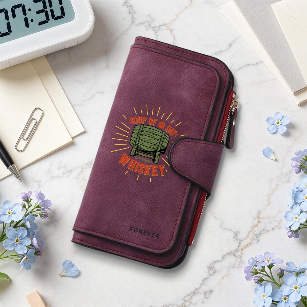 Soup of Day Whiskey Print Wallet Fashion Multi Slot Card Holder Purse