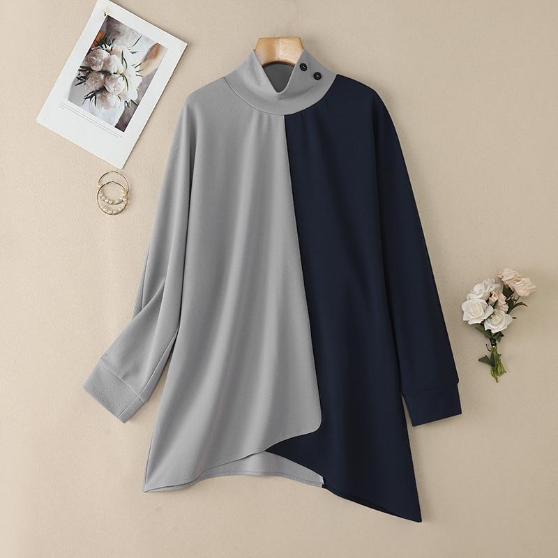 

ZANZEA Женская водолазка, повседневная блузка с длинным рукавом, пэчворк, осенняя M