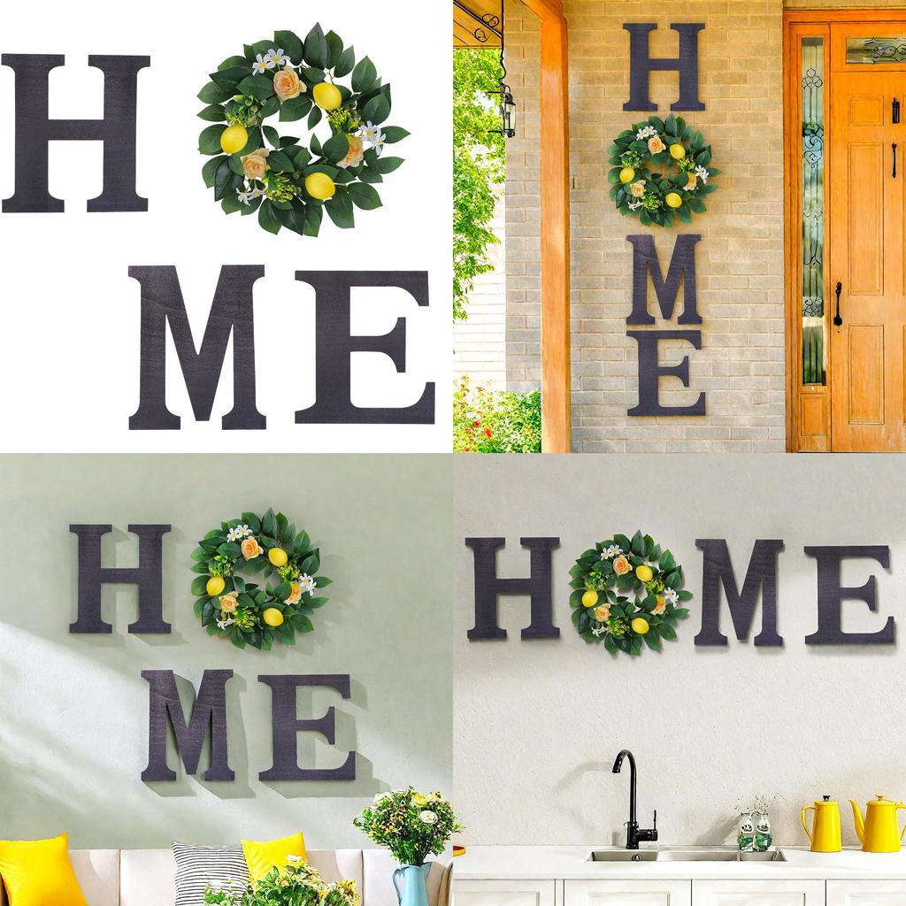 Home Lemon Wooden Door Hanging With Flower Decor For Garden And House Style