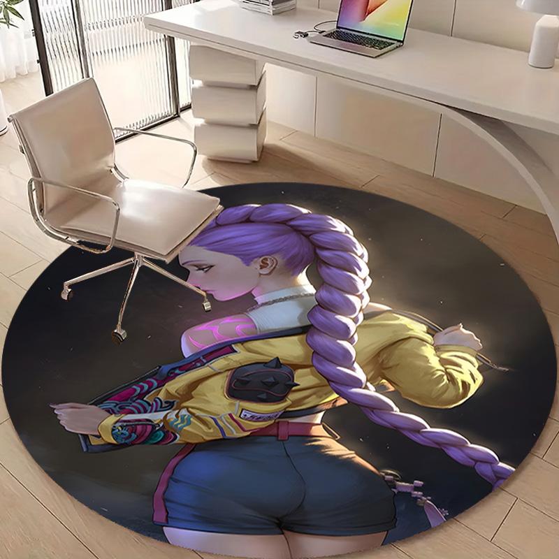 1pc KPop Demon Hunters RUMI2 Design Printed Area Round Carpet for Bedroom Living Room Home Decor Rugs Mat Non Slip Mat Rug for Bedside