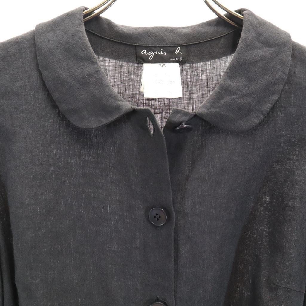 Agnes B. French Linen Short Sleeve Shirt Dress 36 Charcoal Women Used