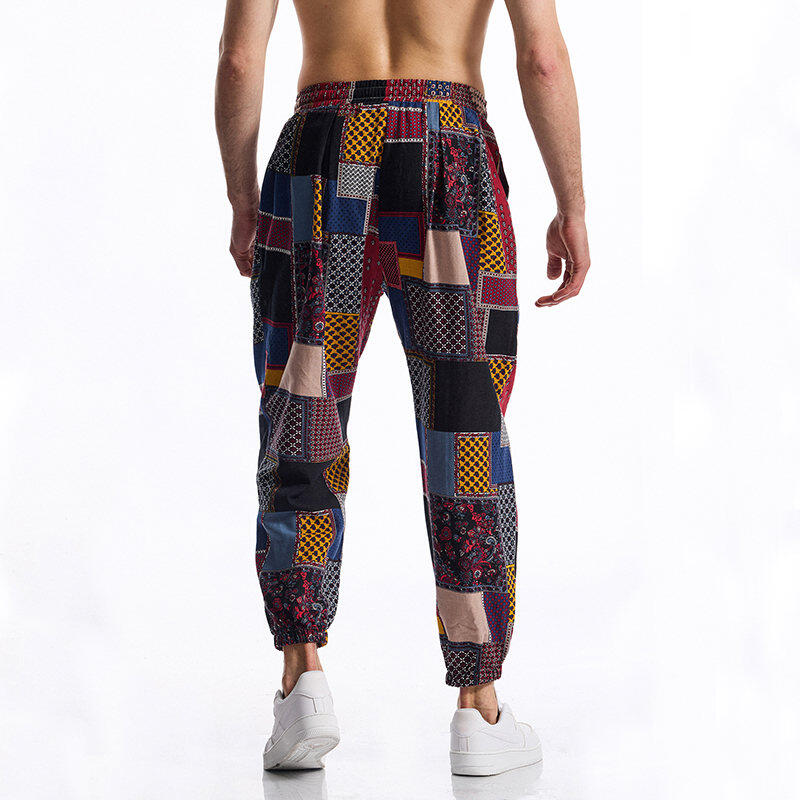Pantaloni Casual da Uomo Estate e Autunno Patchwork Vivace Stampati Pantaloni con Coulisse Vita Elastica con Coulisse Alla Moda e Comodi