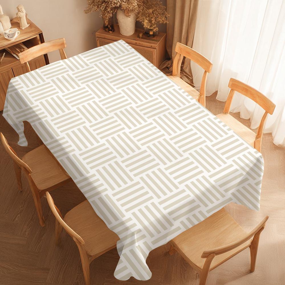 Woven Texture Stripe Table Cloth Home Party Picnic Dining Room Kitchen Desktop Dust-proof Decorative Table