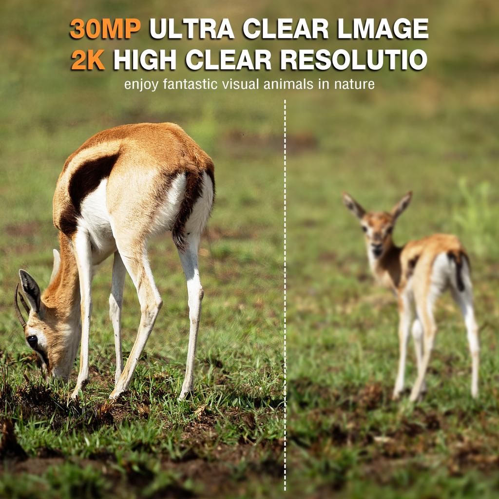4G LTE Trail Camera Live Streaming 2K 30MP Night Vision 0.3s Trigger Time 120 degrees  Wide Sensor Hunting Camera