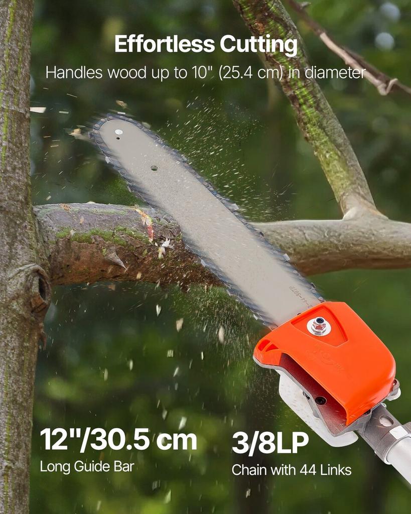 Gas Pole Saw, 25CC 2 Stroke Gas Powered Pole Saws with 30.5 Cm Cutting Bar, Cordless Tree Trimmer with 650ml Fuel Tank, 2.12 To 3.62 M Extendable,