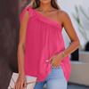 Women's Summer Tie One Shoulder Irregular Sleeveless Loose Shirt Casual Top