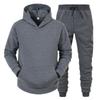 Mens Hooded Fleece Sweatshirt Set Solid Color Sport Tracksuit Winter Warm Long Sleeve Pants
