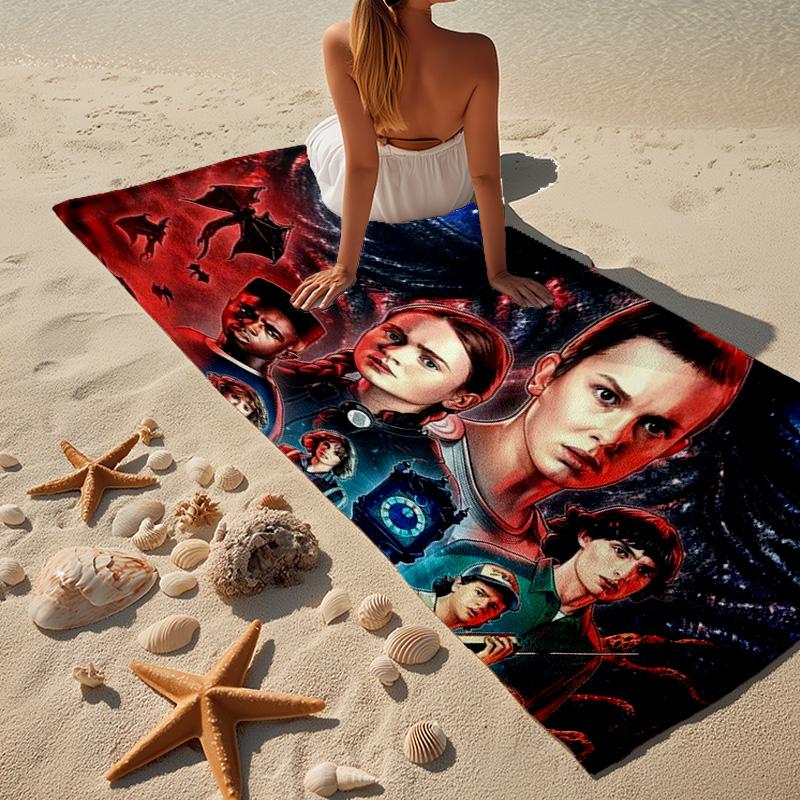 1PC Stranger Eleven Upside Down Beach Towel - Soft, Absorbent Microfiber, Lightweight, Ideal for The Beach, Parties, Travel, Camping fan gifts