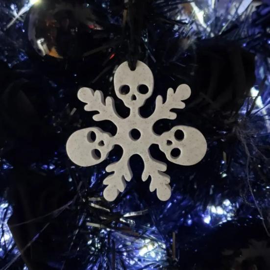 Skull Snowflake Ornament 3D Printed Gothic Snowflake Xmas Tree Hanging Decoration for Tree Window Holiday Decor