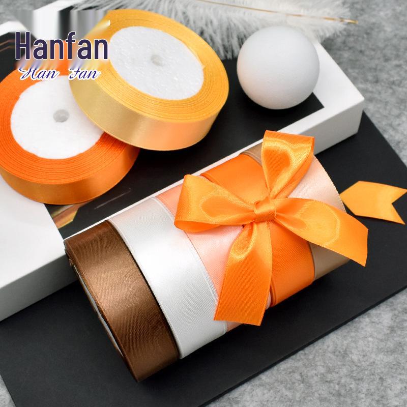 2.5cm Polyester Woven Ribbon for Flower Gift Packaging, Wedding Cakes, and Decorations in Silk Colors