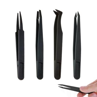 TVETE Plastic Tweezers Tweezers Kit with Round Flat Pointed and Arc Fiber Seal Tweezers for Watch Electronics Jewelry Nail and DIY Planner Stickers [4