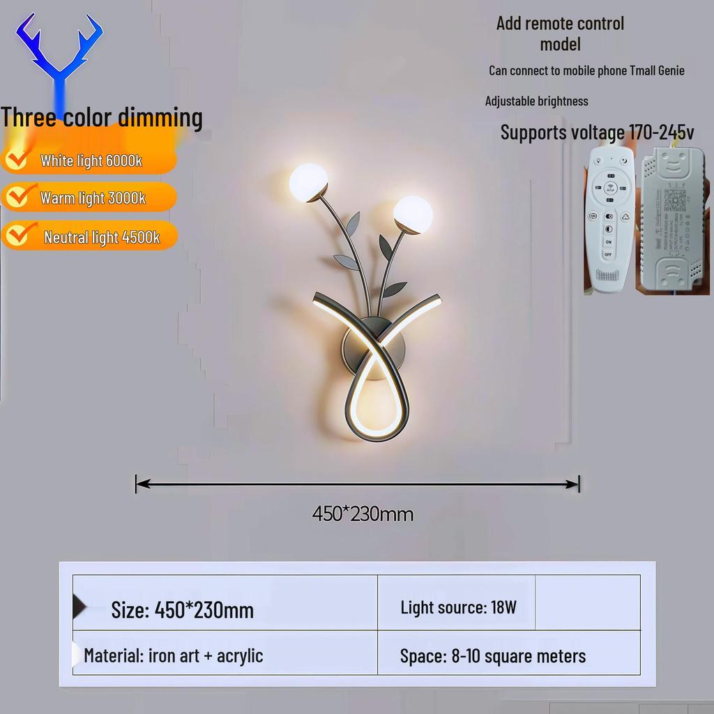 Kreative LED-Wandleuchte für den Innenbereich mit Fernbedienung - Stufenloses Dimmen für Schlafzimmer, Wohnzimmer, Flur, Balkon oder Treppenhaus