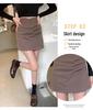 Women's High Waist Irregular Pleated Skirt - Slim, Versatile A-Line Skirt for Spring and Autumn