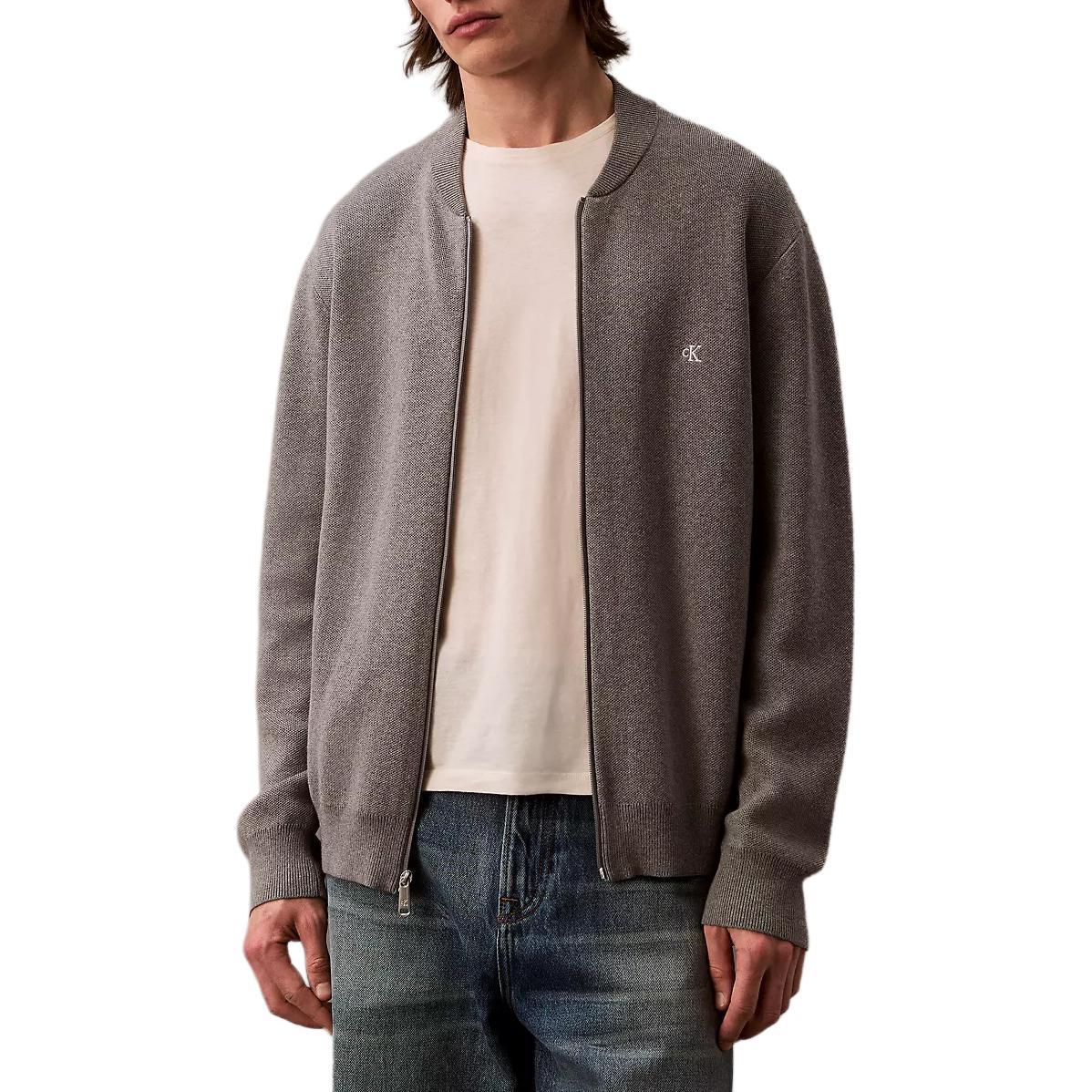 Calvin Klein Минималистичная Удобная Универсальная Гладкая Хлопковая Куртка с Длинным Рукавом Мужская куртки Средне-Серый 40EM311-031 XS