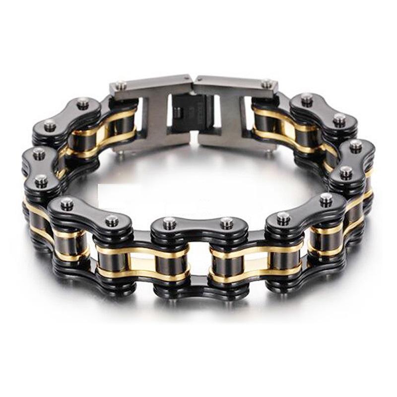 Punk Pulseiras e Braceletes Laranja de Bicicleta para Homem Preto Corrente de Motocicleta Pulseira Homem Mulher Aço Inoxidável Joias de Pulso Biker