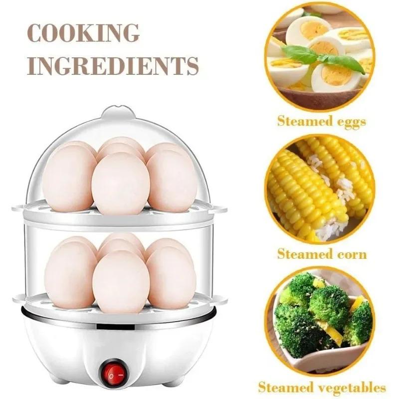 Automatic Electric Egg Streamer Multifunctional Electric Egg Boiler Double Layers Egg Cooker Mini Kitchen Breakfast Machine