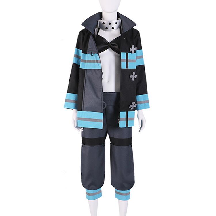 Anime Manga Fire Force Maki Oze Cosplay Uniform Set Shinra Kusakabe Mask Gloves Costume Halloween Party For Woman Men Party
