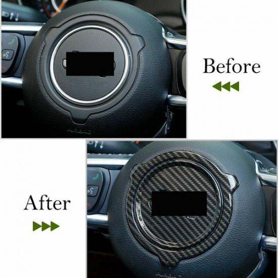 Car Steering Wheel Panel Trim Decor Cover For Jeep Wrangler JL 18+ Carbon Fiber
