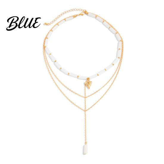 Elegant Pendant Necklace Layered Chain Necklace Y Long Beaded Choker