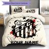 Custom Name Santos FC Pattern Bedding Quilt Set Home Decoration Gift (1 * Duvet Cover + 2 * Pillowcase Without Core)