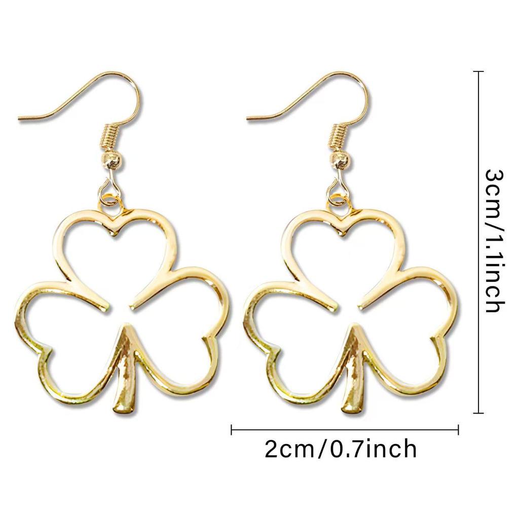 Stylish Four-Leaf Clover Openwork Pendant Earrings for Women – Elegant and Sweet Design
