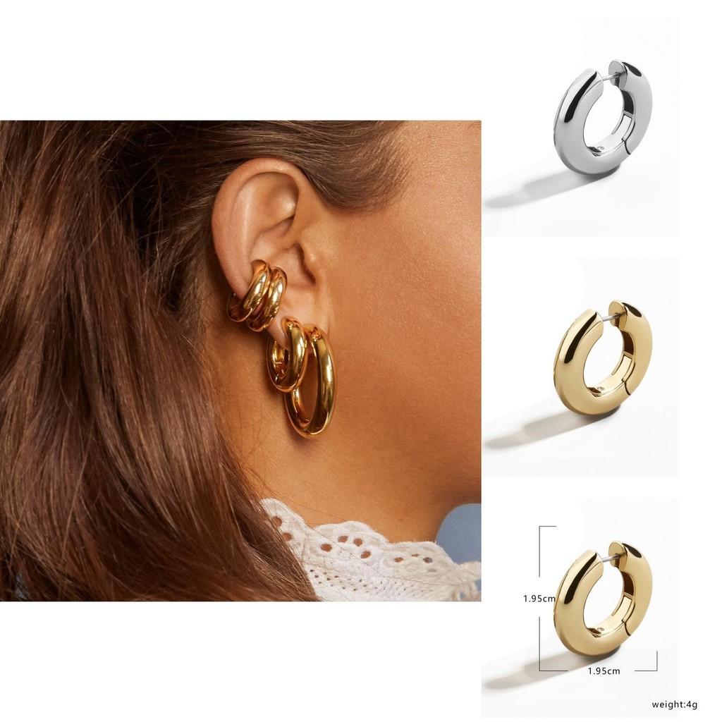 Fashion Copper Hoop Earrings For Women Trendy Geometric Design For Street Style