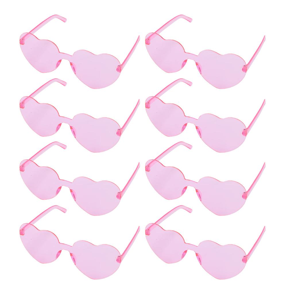 8 Pairs Heart Shaped Sunglasses Love Pink Candy Color Rimless Heart Shaped Sunglasses for Women Pink