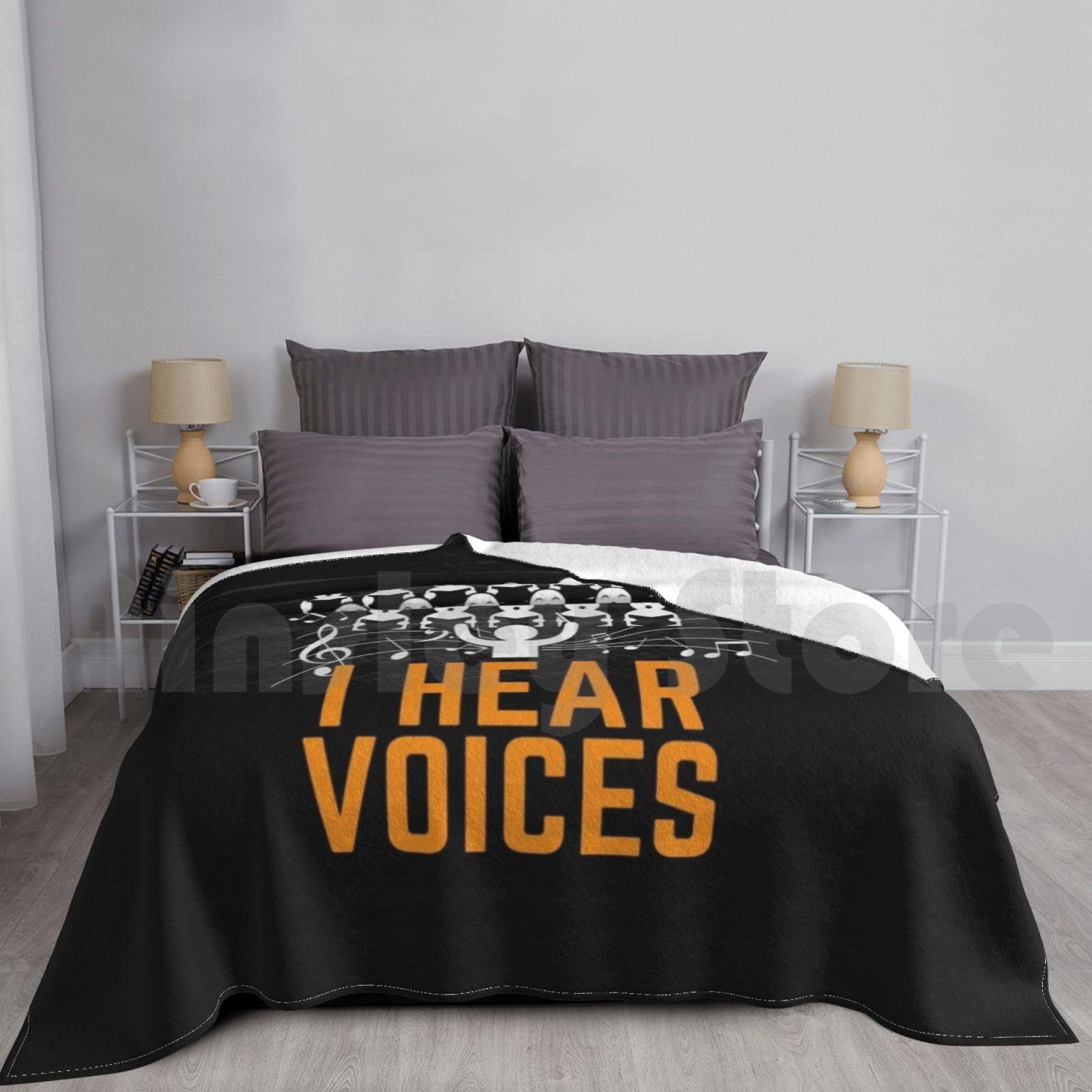 I Hear Voices Choir Music Teacher Gift Blanket Super Soft Warm Light Thin Musical Notes I Hear Voices Choir Choirmates Size: 75*100cm, Weight: 230 GSM