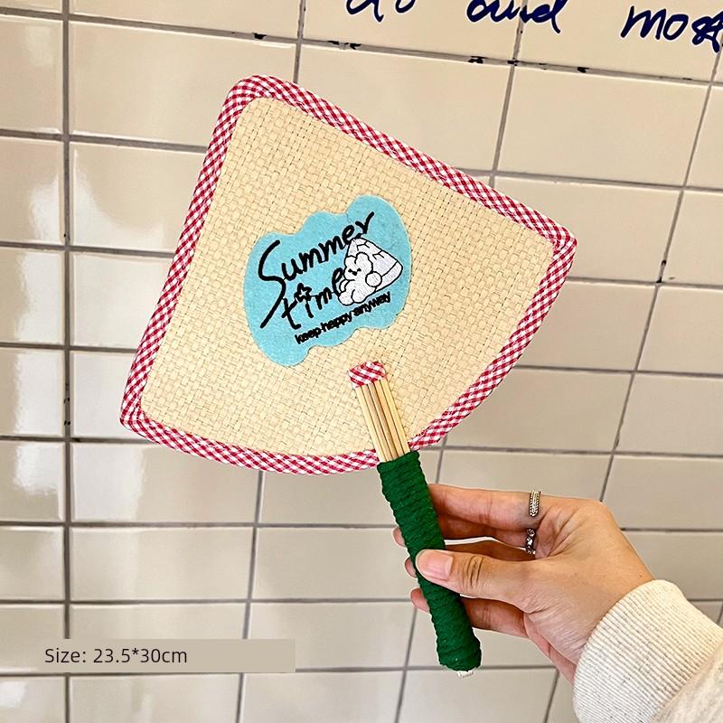 Original Colorful Straw Fan, Portable Old-Fashioned Fan, Summer Handmade Wheat Straw Fan, Woven Retro New Chinese Style Photo Prop