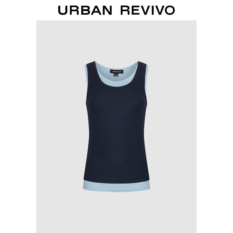 UR2026 Women s Elegant Faux Two-Piece Color-Block Vest L