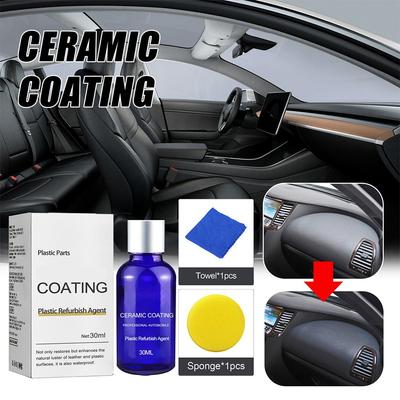 Renovace automobilových plastů pro krystalické pokovování Tekuté autodíly Autopříslušenství Nano Glass Voiture Plastic Restorer T P1E0
