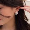 1 Pair Stud Earrings for Women, Micro-Paved Cubic Zirconia Flower Design Ear Studs, Jewelry Gift for Daily Wear